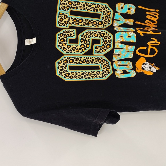 OSU Cowboys Oklahoma State Graphic Tee Leopard & Floral Print Pistol Pete - Picture 2 of 7